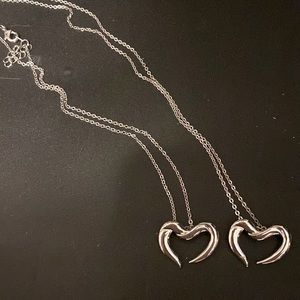 2 heart necklaces